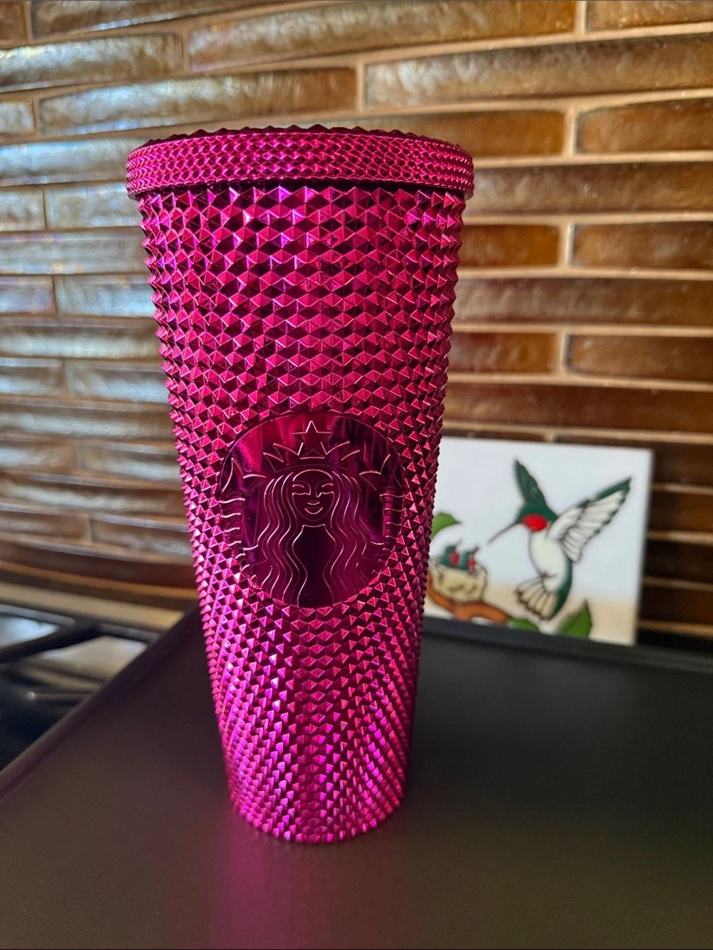 Starbucks Metallic Hot Pink Studded Tumbler with Logo